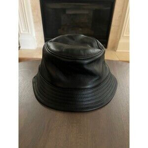 NWT Isabel Marant Haley Leather Bucket Hat in Black (57 cm)